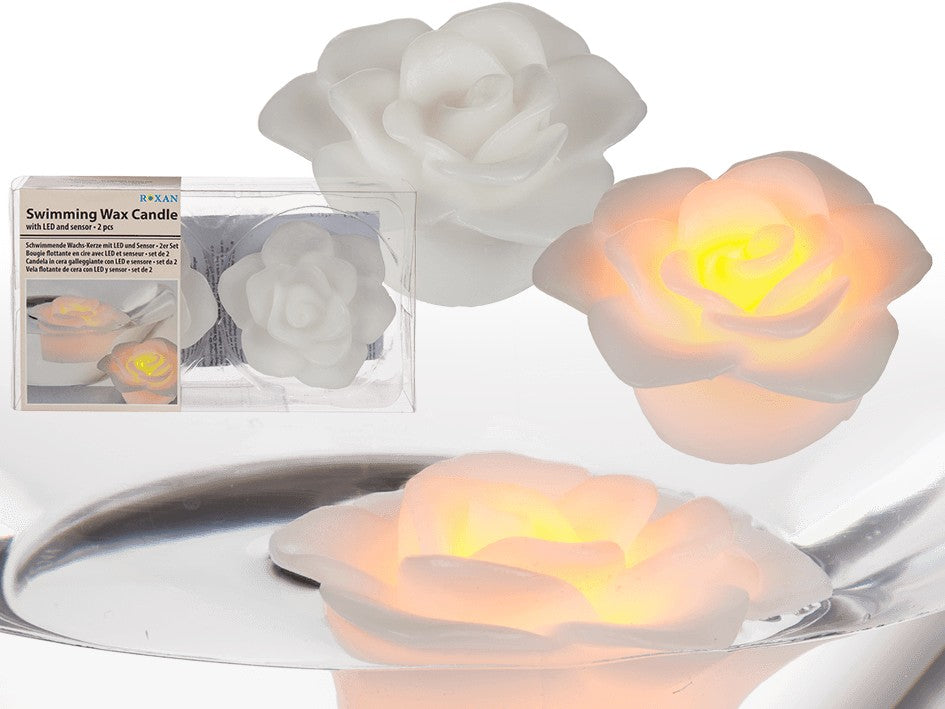 Vela Led Flotante - Diseño Rosa - Luz Naranja -  2 und