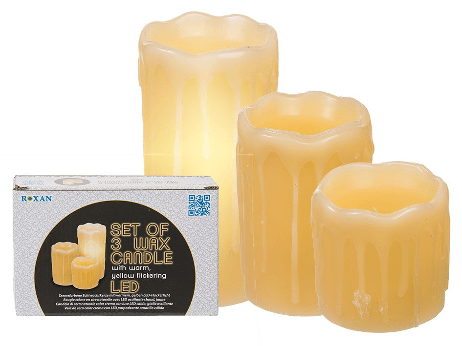 Juego de  3 Velas Led de 5 cm - Parafina - Decoración