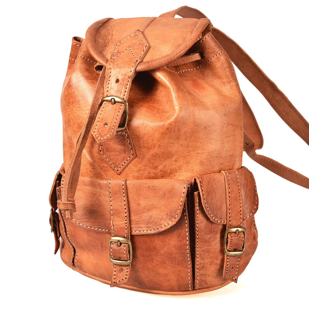Mochila Cuero Artesanal - 4 Compartimentos - Modelo Beldi