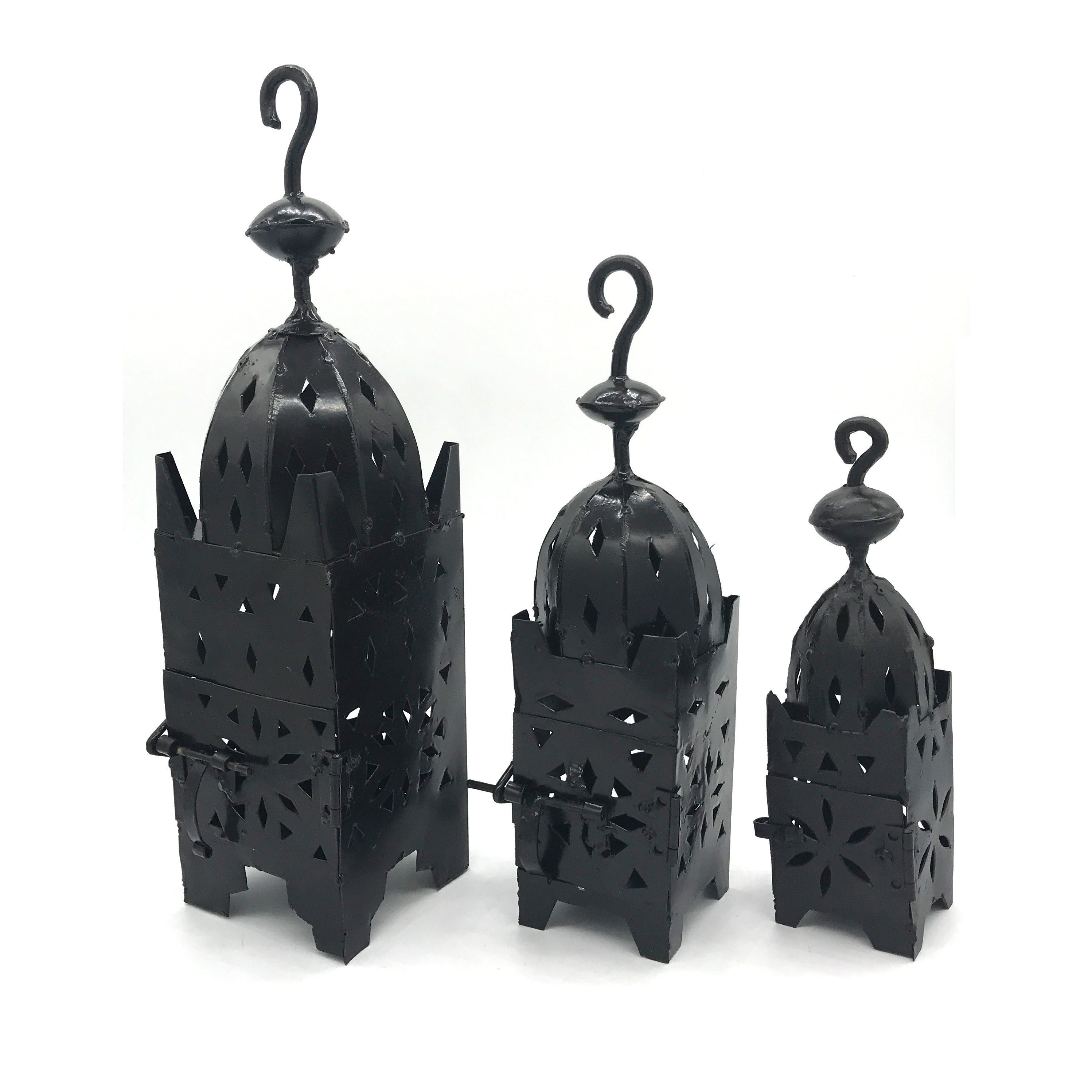 Juego 3 Farolilos Forja para Vela - Artesanal - Modelo Kasar