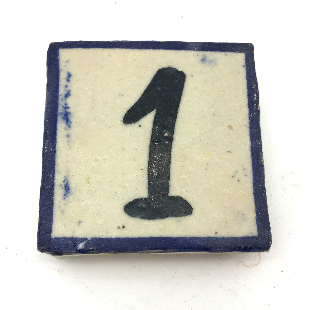 Números de Azulejo Azul -  Artesanal - 5 x 5 cm - Modelo Sarka