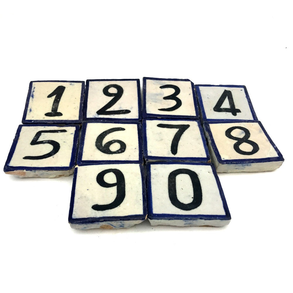Números de Azulejo Azul -  Artesanal - 5 x 5 cm - Modelo Sarka