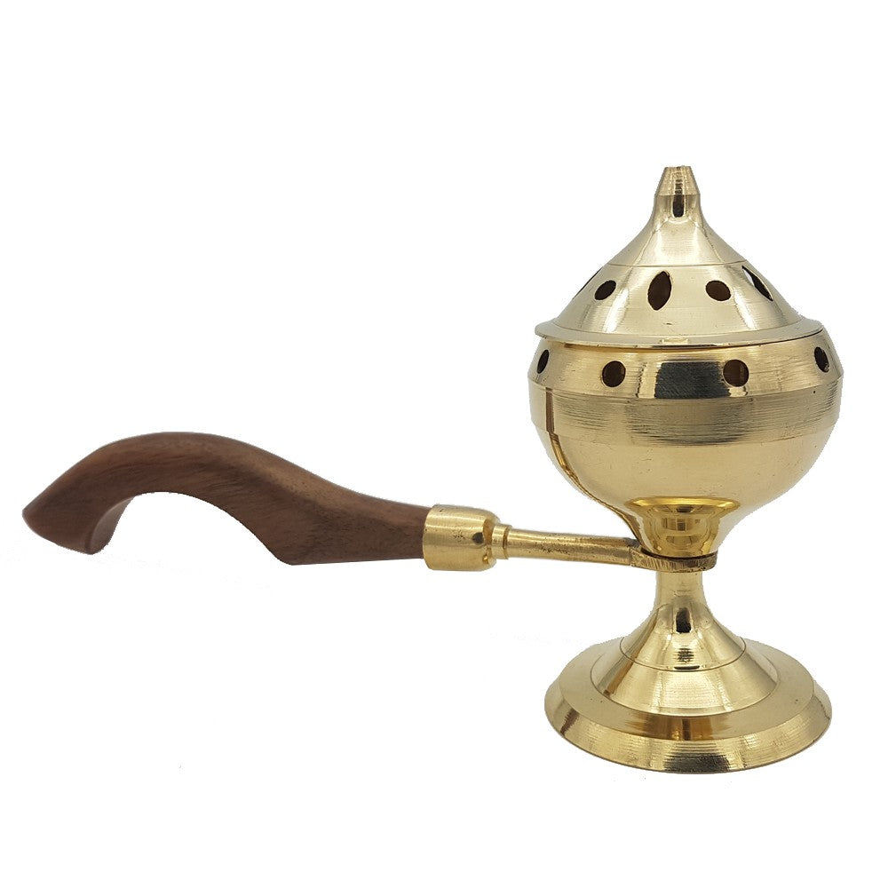 Incensario Bronce - Asa Madera - Modelo AHKAM