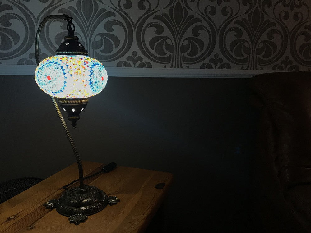 Lámpara Turca Mesita de Noche - Modelo Cisne - 17 cm