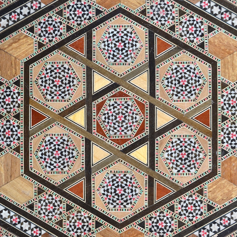 Juego 3 Mesas Taracea  Hexagonal - S I R I A - Modelo TAWILA