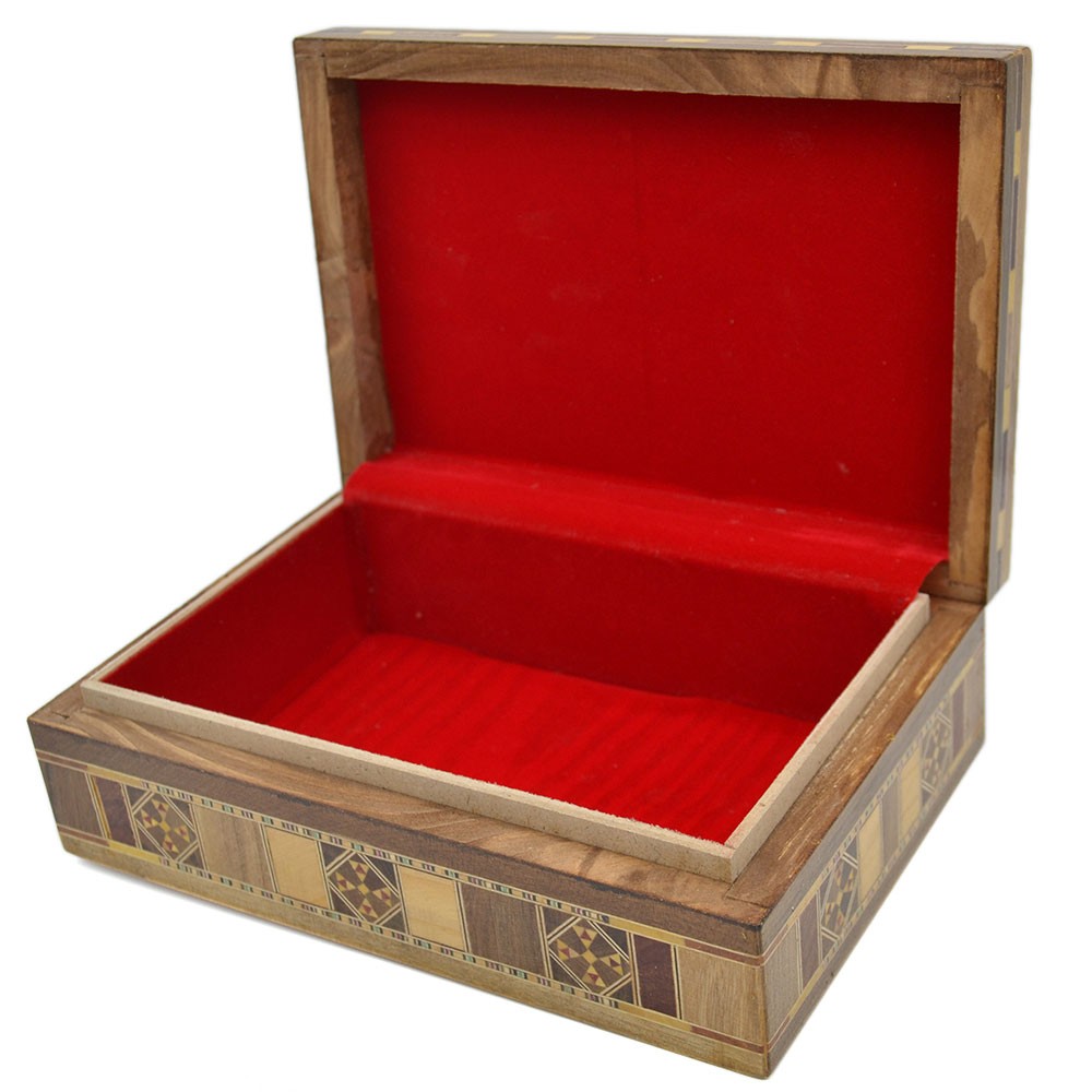 Caja Taracea Rectangular Siria - Tapa Diseño Rombo -  22 cm