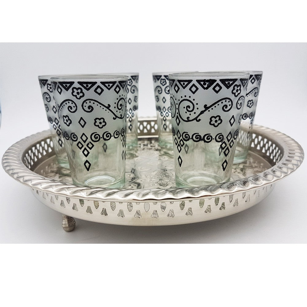 Juego 6 Vasos de Té Grabados - Relieve Diseño Floral- Modelo ZAHARA