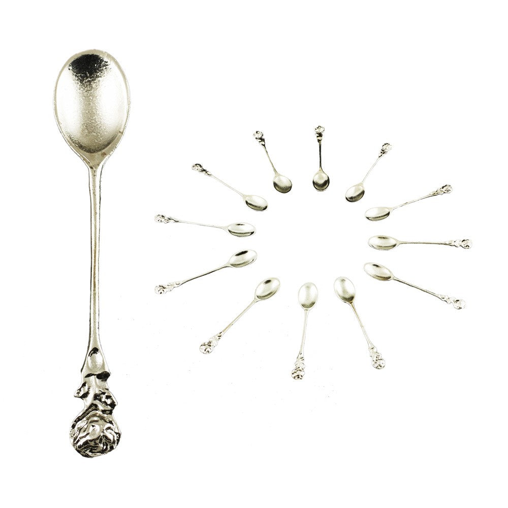 12 Cucharitas Fundición de Bronce o Níquel - 10 Cm