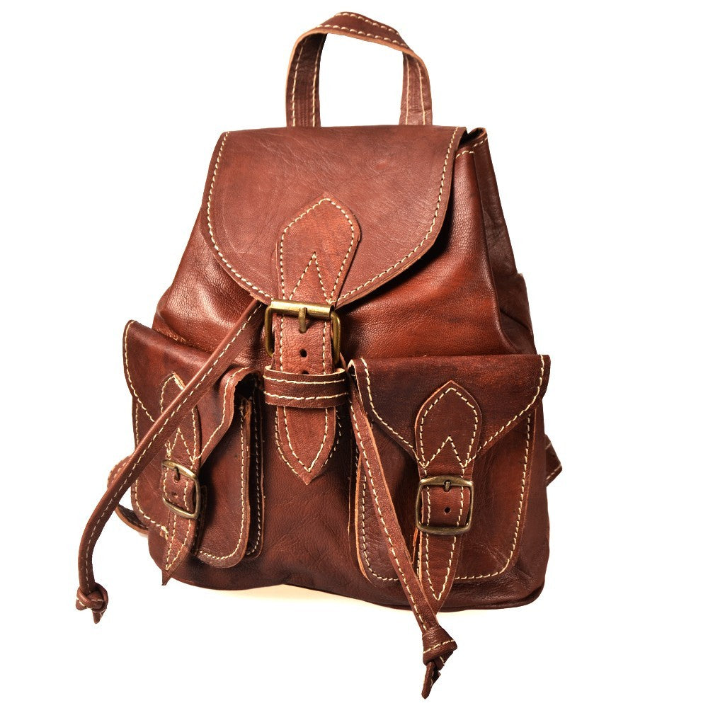 Mochila Cuero Artesanal - 4 Bolsillos - Modelo Hasam