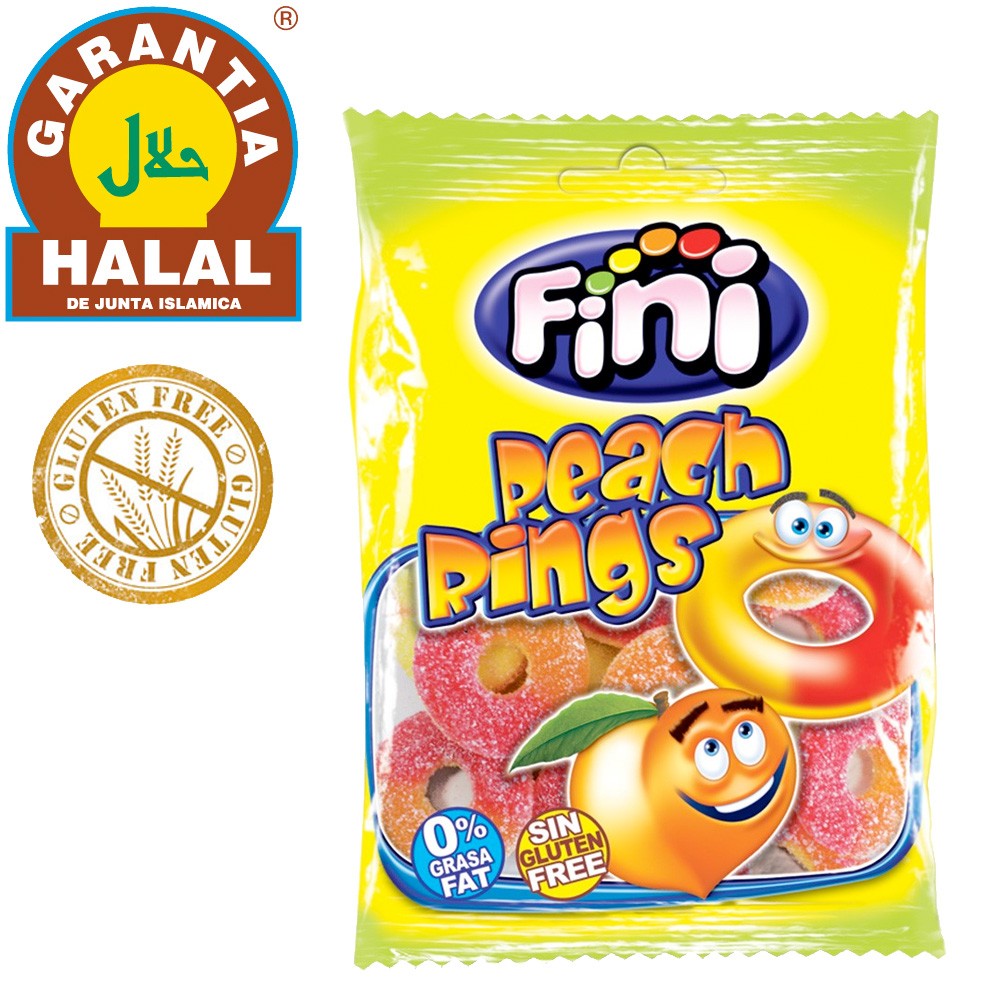Aros de Melocotón - Golosia Sin Gluten y Halal - Bolsa Chucherias 100 gr