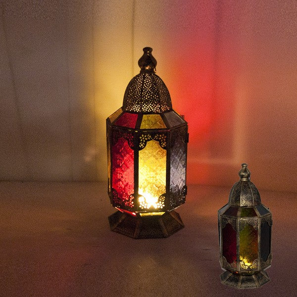 Farol Vela - Octogonal - Calado Árabe Mediano - Multicolor