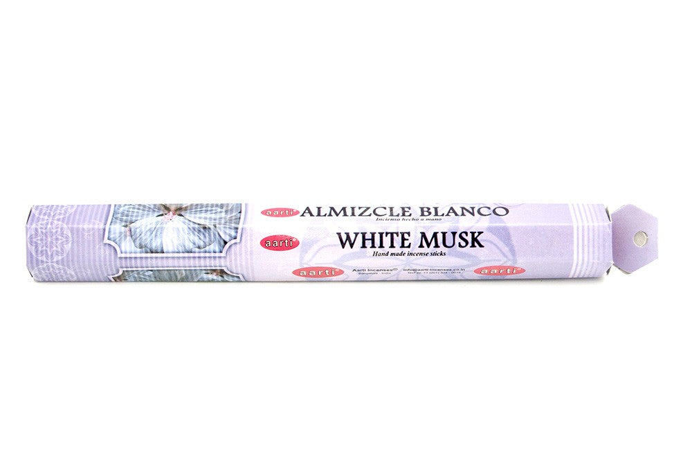 Incienso Aarti - Almizcle Blanco - Hecho a Mano - 20 Varillas