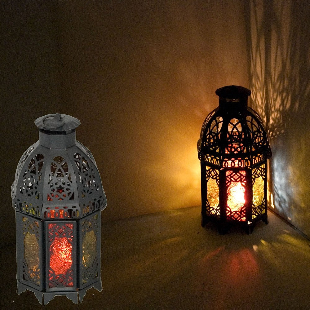 Farol Octogonal - Multicolor  - Calado Arabe - 2 Puertas