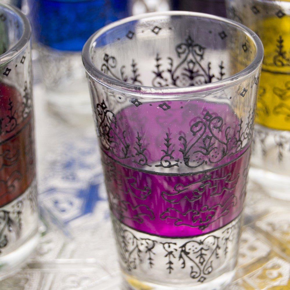 Juego 6 Vasos de Té Grabados - Relieve Diseño Floral- Modelo ZAHARA