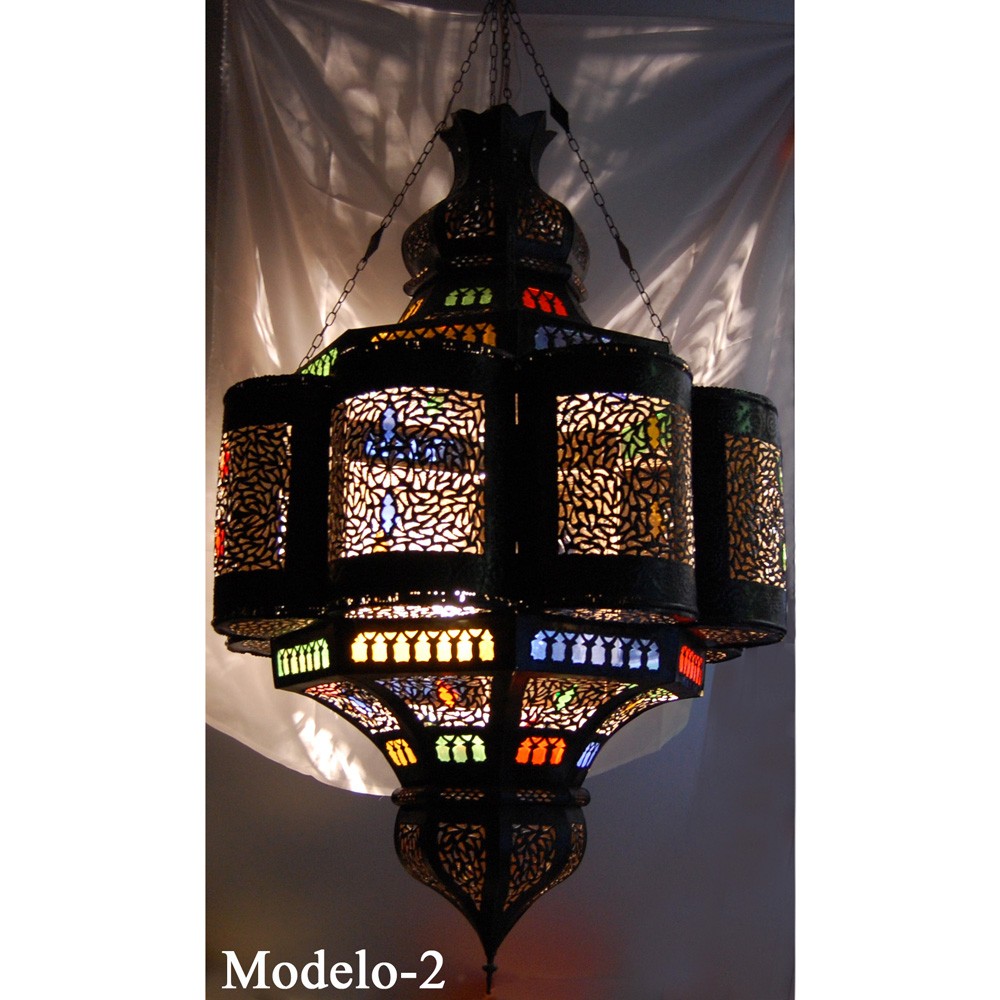 Lámpara Andalusí Gigante Esmeralda - Cristal Colores - 110 cm.