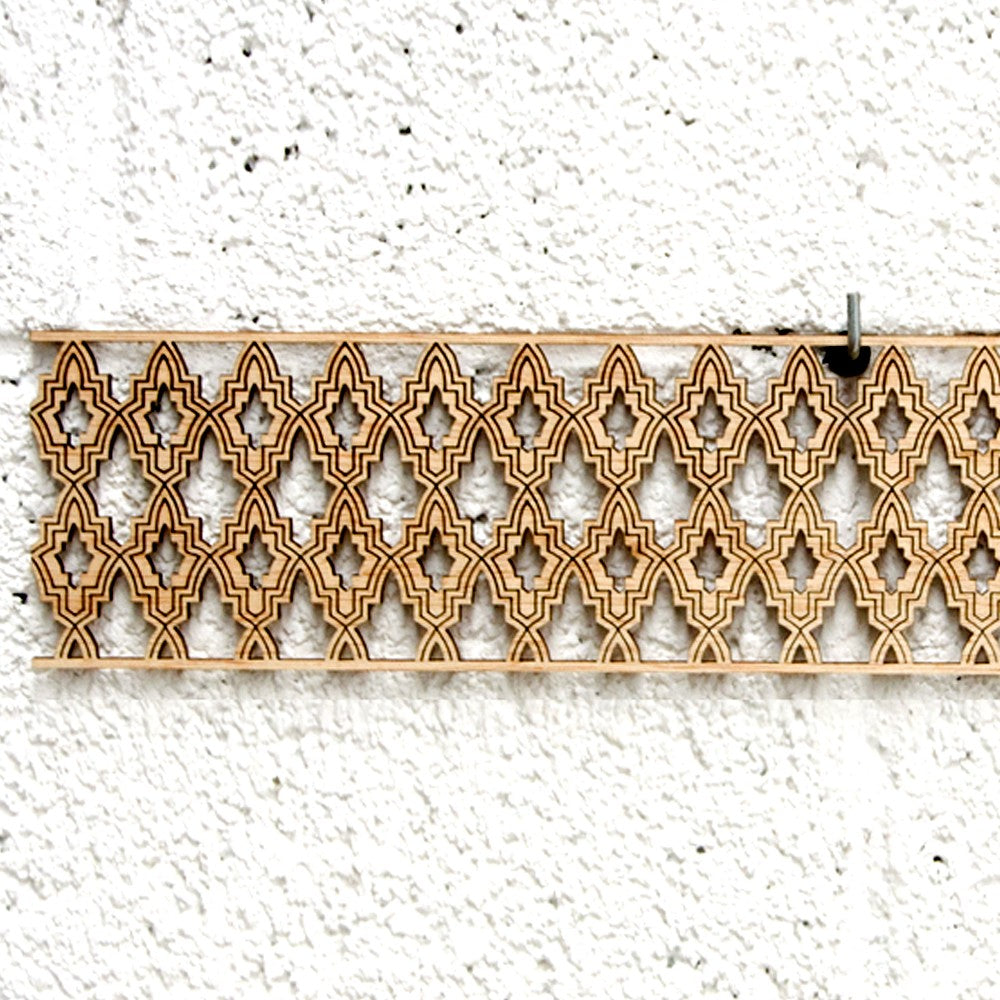 Celosía Árabe Madera 10x50cm - Diseños Geométricos - Corte por Laser - Modelo waraq