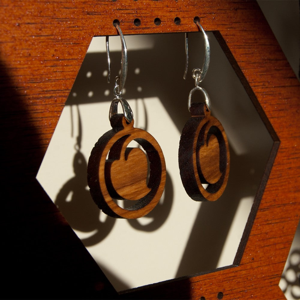 Pendientes Madera Olivo con Plata - Diseño Warka